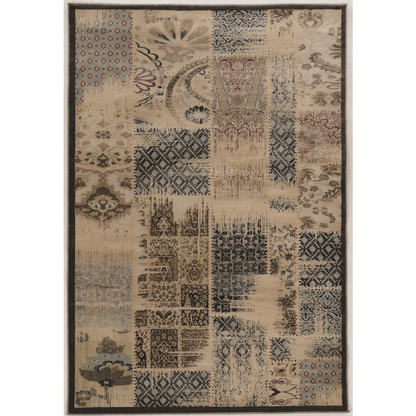 Beige and blue Jewel PatchWork Rug by Start2Finish, 8x10.3 feet, featuring intricate patchwork design in a large decorative rug.