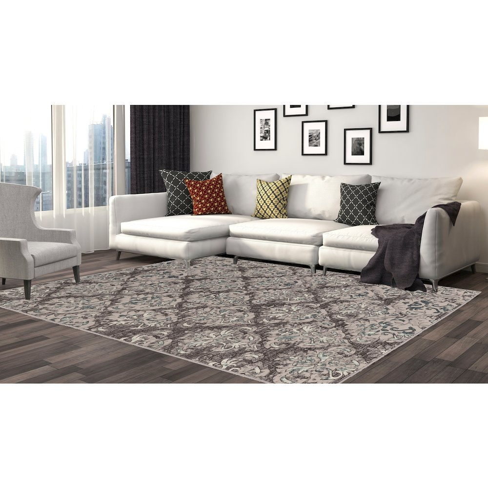 Vintage Clara Grey and Blue 8x10 rug by Start2Finish featuring intricate patterns and a classic design in grey and blue tones.