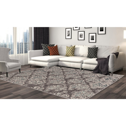 Vintage Clara Grey and Blue 8x10 rug by Start2Finish featuring intricate patterns and a classic design in grey and blue tones.