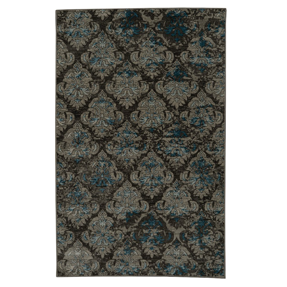 Vintage Clara Grey and Blue 8x10 rug by Start2Finish displaying intricate patterns in grey and blue tones on a woven surface.