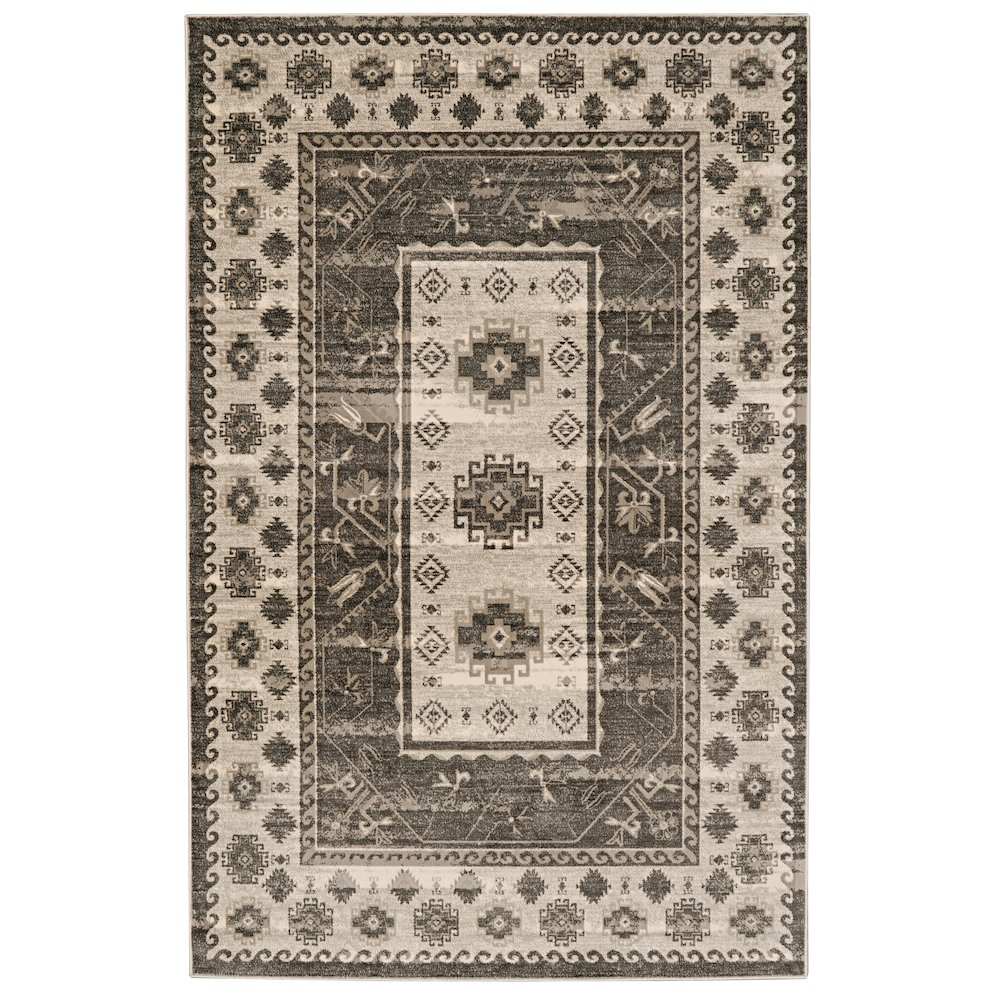 Vintage Buharra grey and charcoal 8x10 rug by Start2Finish, featuring a classic pattern and soft textured weave.
