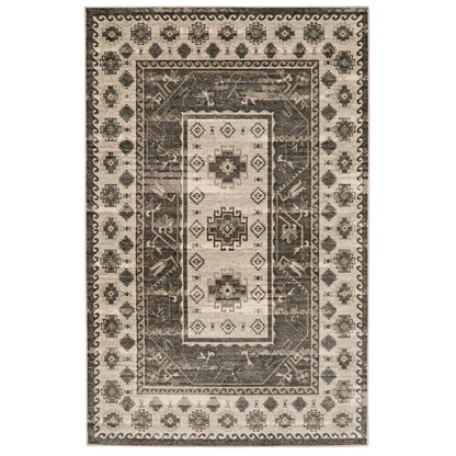 Vintage Buharra grey and charcoal 8x10 rug by Start2Finish, featuring a classic pattern and soft textured weave.