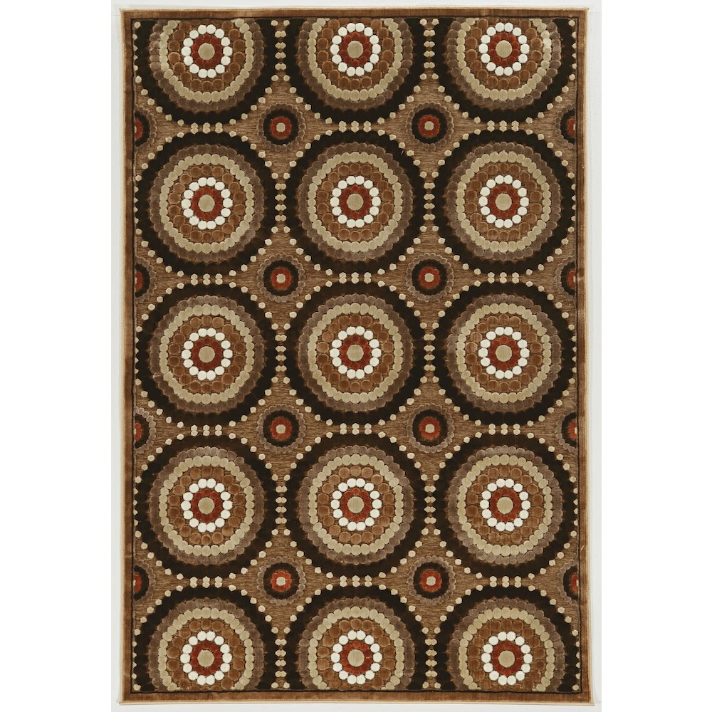 Start2Finish Hi Lo Cylinders brown and beige 8x10 rug showcasing a textured geometric pattern and plush pile.