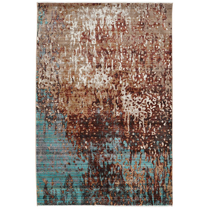 Start2Finish Illusions Forest beige and green 5x8 rug with a leafy, forest-inspired pattern and soft texture.