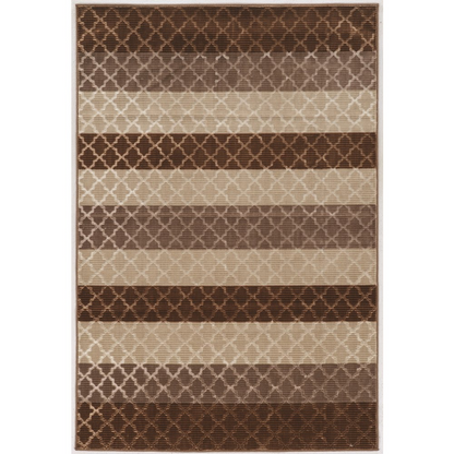 Start2Finish EvolutionTrellisStripes beige and brown rug featuring a 5x7.6 inch geometric striped pattern on soft woven fabric.