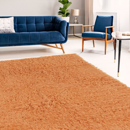 Start2Finish Flokati 1400g sherbet 5x8 rug with soft, plush texture in vibrant sherbet colors, perfect for cozy living spaces.