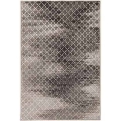 Gray and black zigzag patterned Evolution Trellis rug by Start2Finish, 5x7.6 feet, showcasing a modern geometric design.