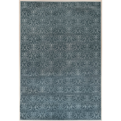 Blue Evolution Damask 5x7.6 rug by Start2Finish with intricate damask pattern and plush texture.