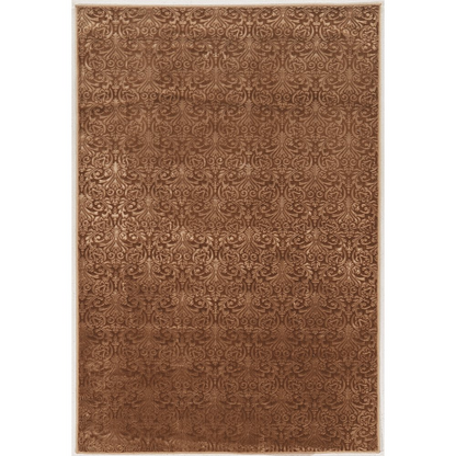 Start2Finish Evolution Damask Brown 5x7.6 rug with intricate damask pattern and warm brown tones, ideal for living room or bedroom decor.