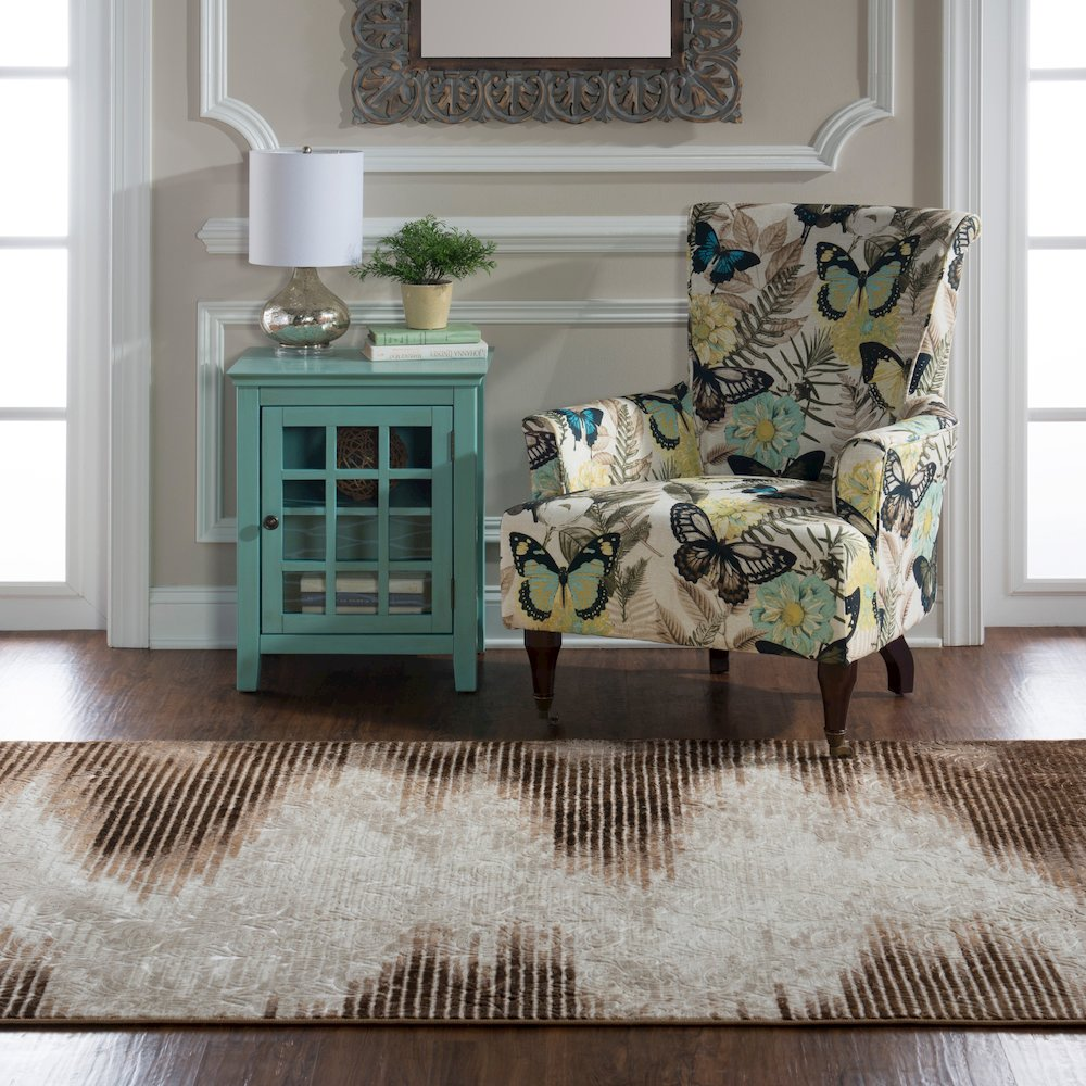 Start2Finish EvolutionTrellisZigZag beige and brown rug, 5x7.6 feet, featuring a zigzag pattern and textured design.