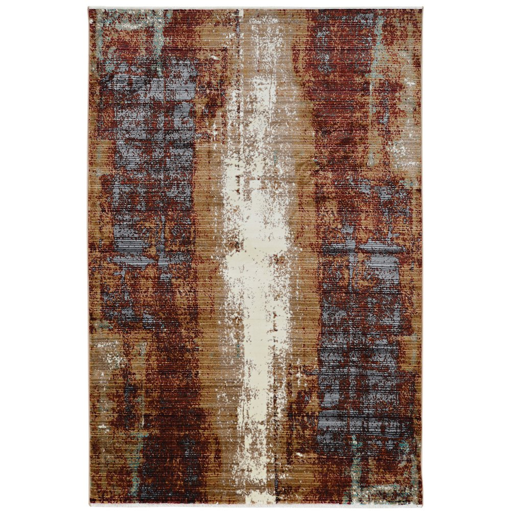 Start2Finish Illusions Canyon beige and burgundy 8x11 rug with geometric pattern, showcasing warm tones and textured design.