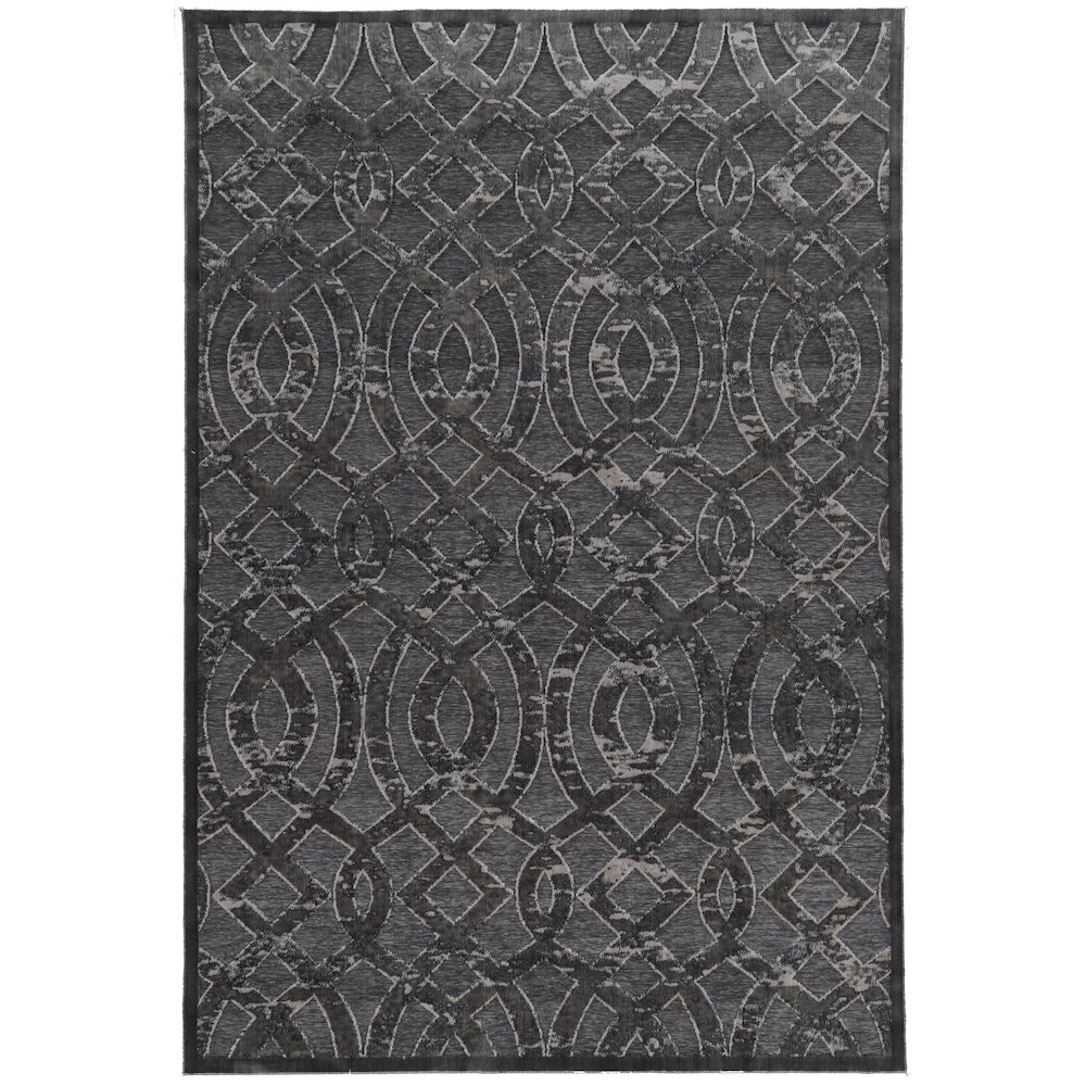 Start2Finish Hi Lo Trellis Blue and Grey 8x10 rug with a geometric pattern on a flat surface.