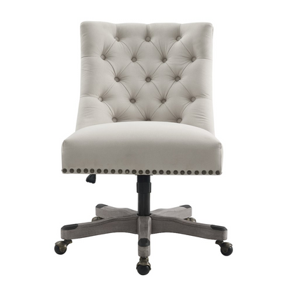 Start2Finish Della Natural Office Chair with ergonomic design, wooden armrests, and cushioned seat for comfortable workspace seating.