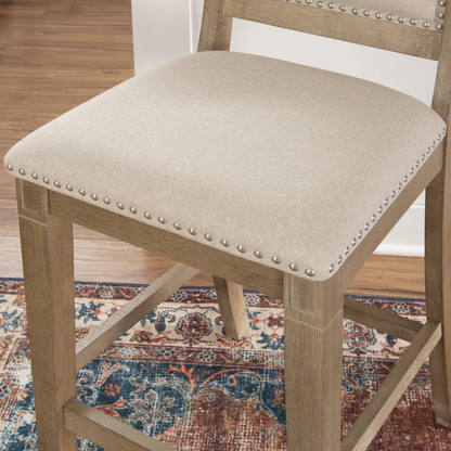 Start2Finish Emmy 26-inch natural wood counter stool with round seat and sturdy legs, ideal for kitchen or bar areas.