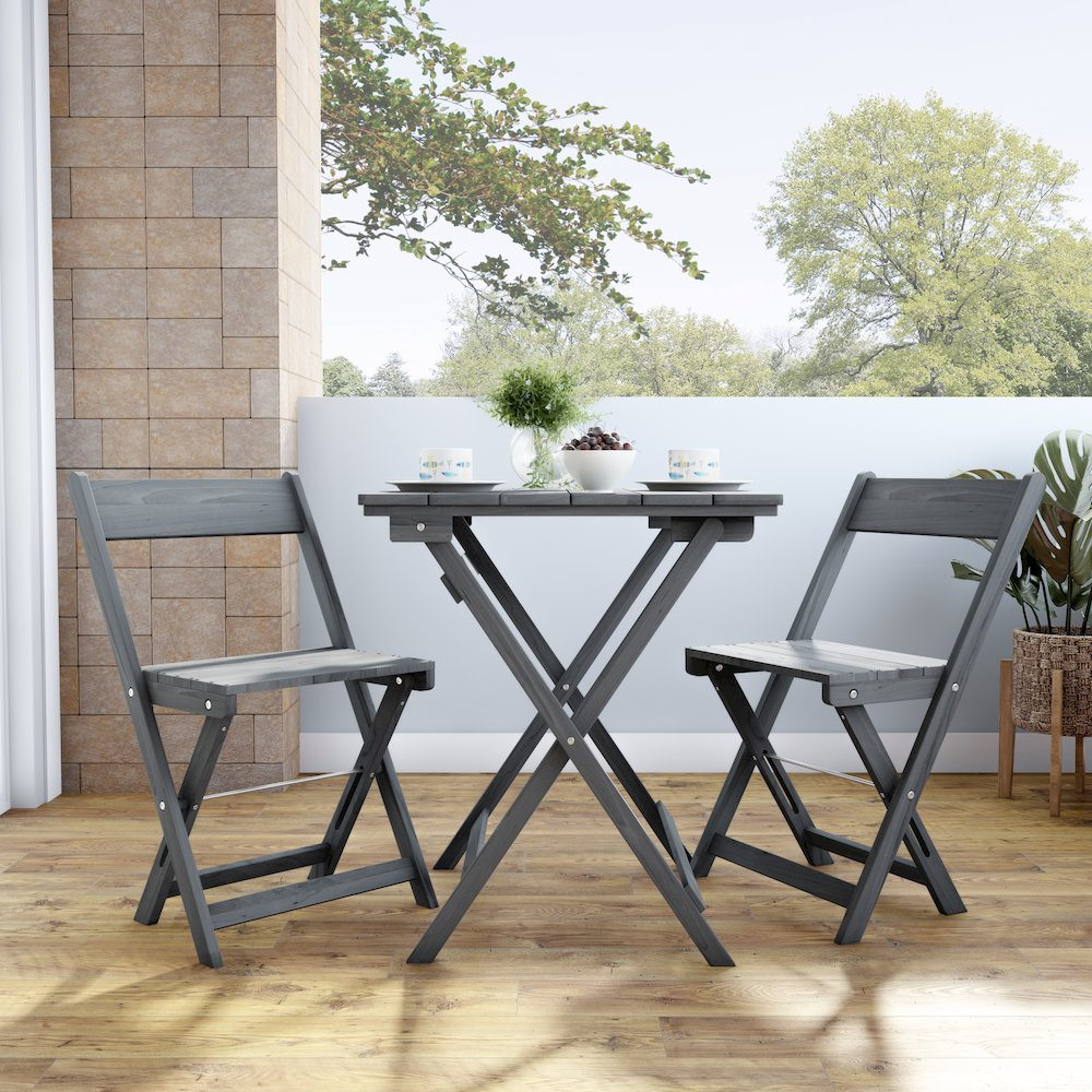 Start2Finish Rockport gray three-piece square table set with sleek modern design and sturdy construction, perfect for dining or workspace.