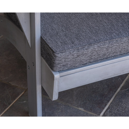 Start2Finish Rockport gray outdoor chair with a sturdy frame and cushioned seat, ideal for patio or garden relaxation.