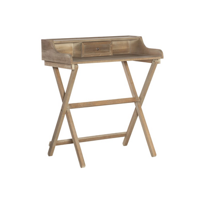 Rustic brown folding desk by Start2Finish, showing the compact wooden desk with foldable design and sturdy furniture style.