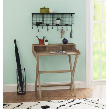 Rustic brown Coy folding desk by Start2Finish, featuring a compact wooden design with foldable surface and sturdy legs.