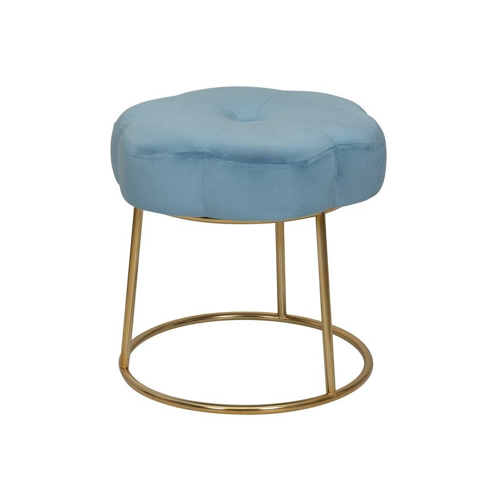 Blue Seraphina Accent Vanity Stool by Start2Finish featuring a cushioned seat and elegant wooden legs