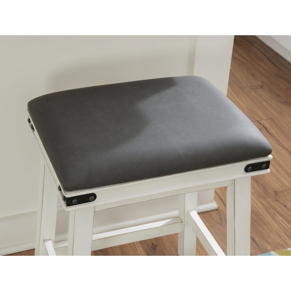 White Serrano Counter Stool by Start2Finish featuring a modern wooden design with a curved backrest and sturdy legs.