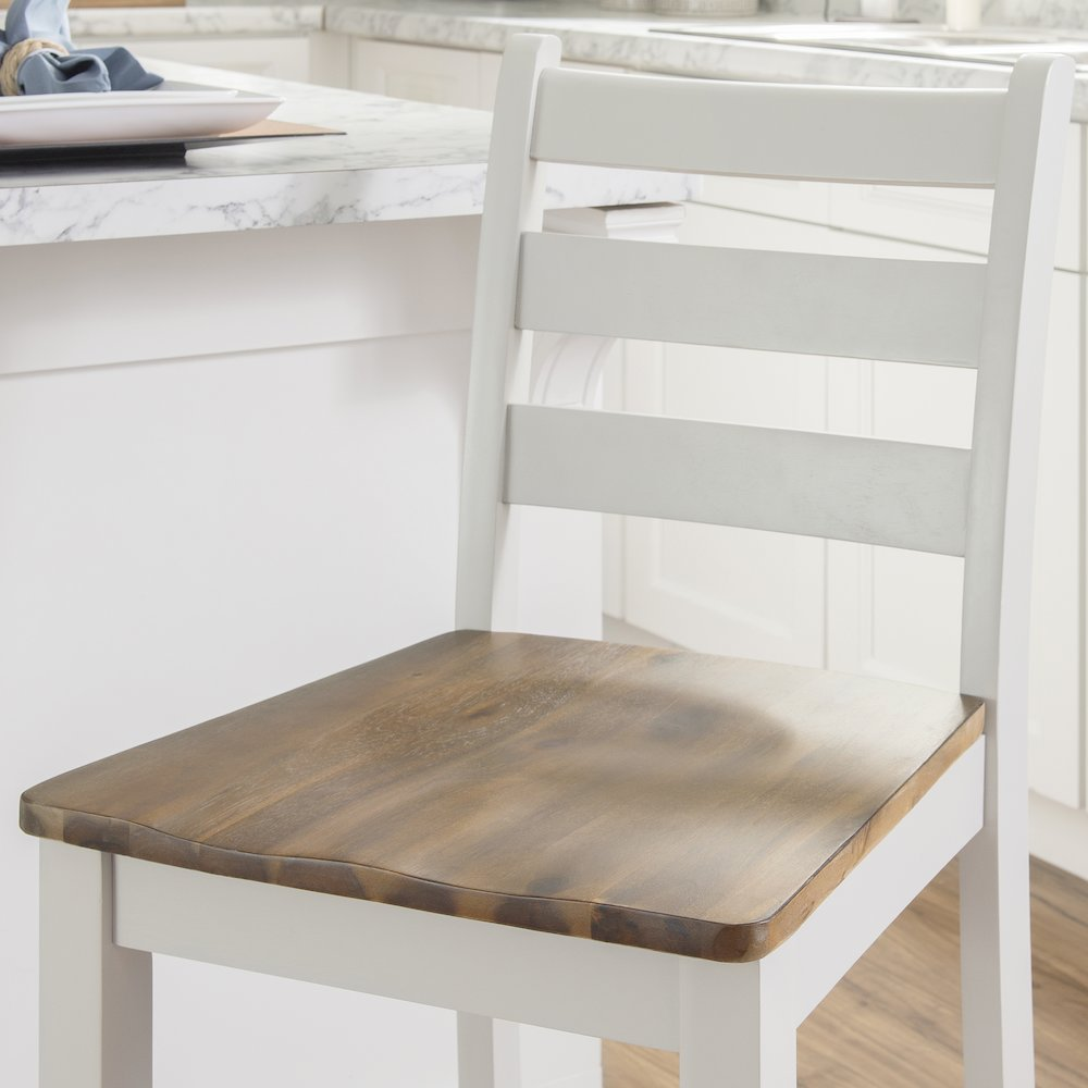 Start2Finish Colm Counter Stool with wooden legs and upholstered seat, shown in a modern kitchen setting.