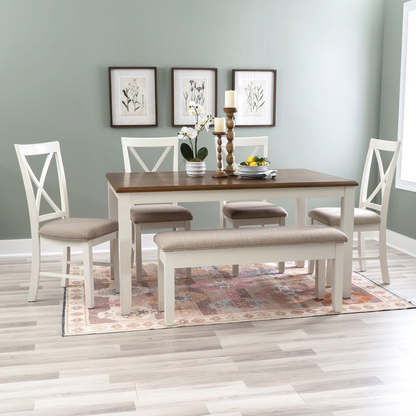 Start2Finish Jane Brown 6-piece dining set with wooden table and matching chairs, modern furniture for kitchen or dining room.