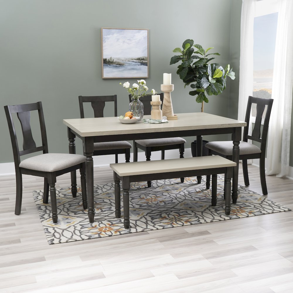 Willow 6-piece grey dining set by Start2Finish featuring a table and six matching chairs for modern kitchen or dining room decor.