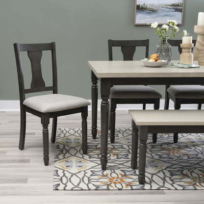 Willow 6-piece grey dining set by Start2Finish, includes table and six chairs, modern furniture for dining room decor.