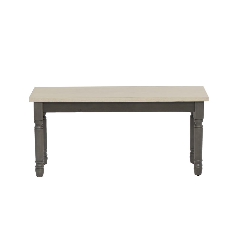 Willow Grey Bench by Start2Finish featuring a sturdy wooden frame and cushioned seat in a stylish grey finish.