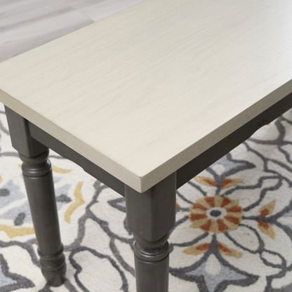 Willow Grey Bench by Start2Finish featuring a sturdy wooden frame and a comfortable grey upholstered seat.