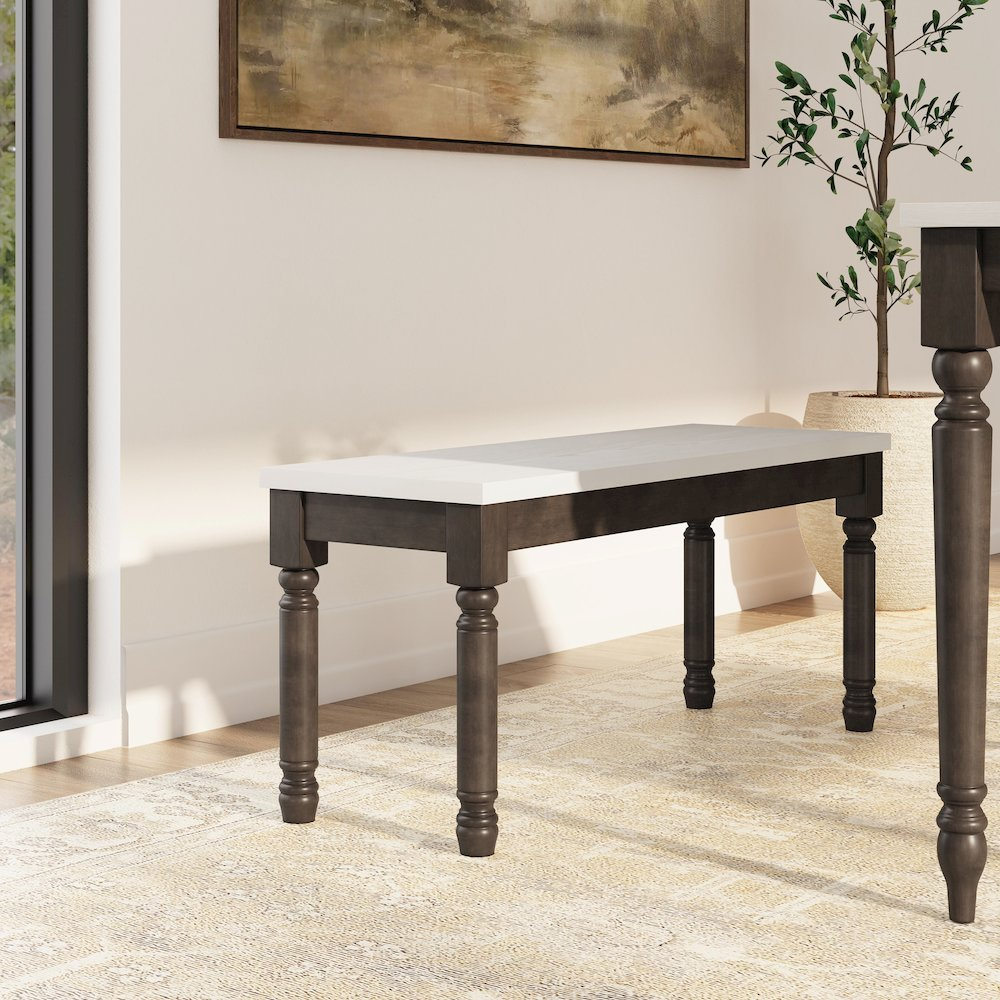 Willow Grey Bench by Start2Finish featuring a sturdy wooden frame and cushioned seat for versatile home or outdoor use.