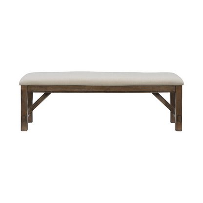 Rustic Turino Umber Bench by Start2Finish with wooden legs and upholstered seat, ideal for entryways or living spaces.