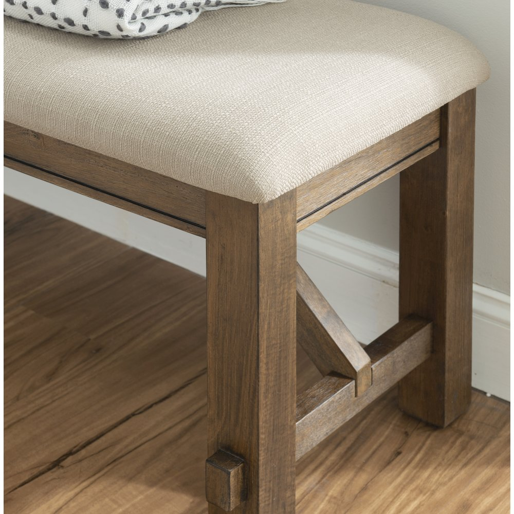Rustic Umber Turino Bench by Start2Finish featuring a sturdy wooden construction with a natural finish and rustic design.