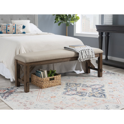 Rustic umber bench by Start2Finish with wooden legs and a sturdy seat, perfect for entryways or living spaces.