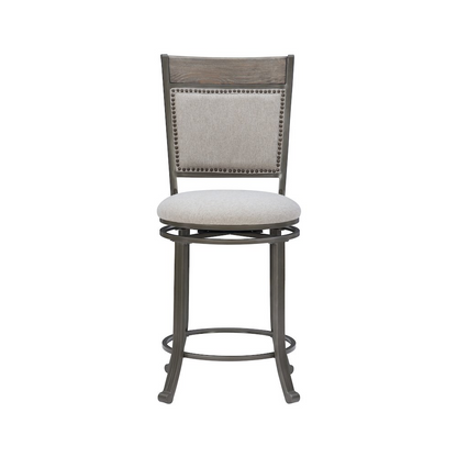 Start2Finish Franklin swivel counter stool in pewter with a round seat and metal base, perfect for kitchen or bar area.