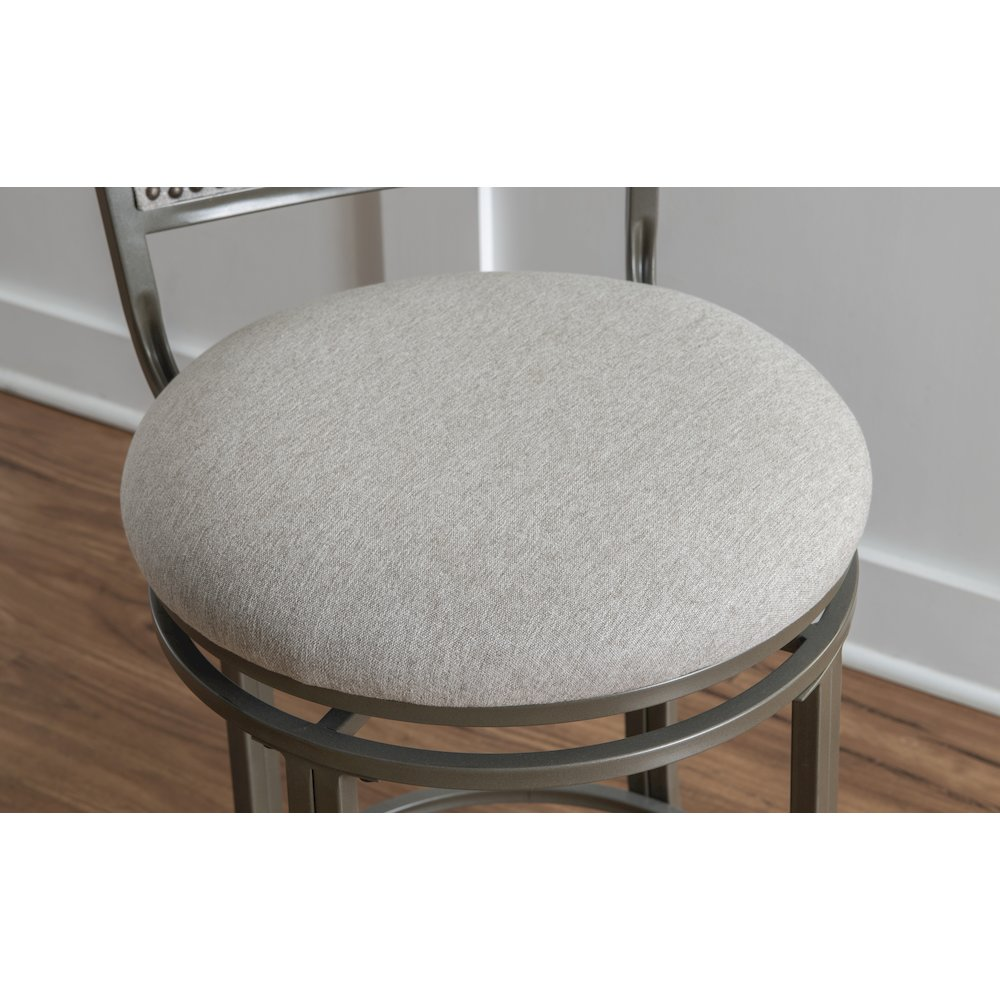 Start2Finish Franklin swivel counter stool in pewter with a round seat and metal frame, suitable for kitchen or bar area.