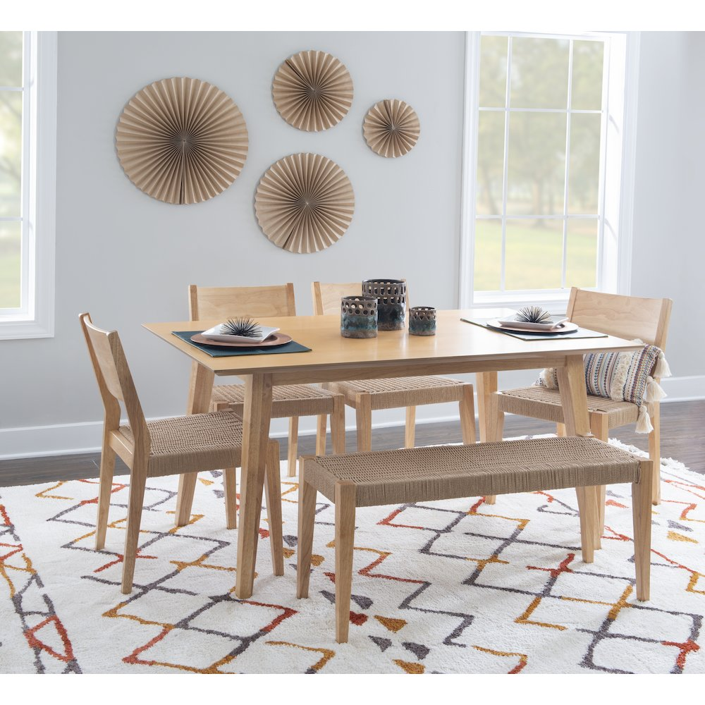 Start2Finish Cadence 6-piece natural dining set with wooden table and matching chairs, modern and stylish for dining rooms