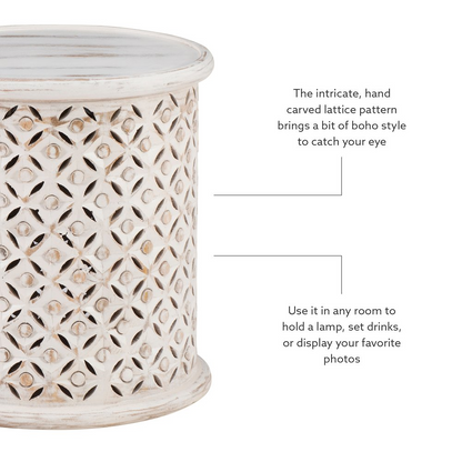 White Inora side table by Start2Finish, modern furniture piece with a sleek design and clean lines.