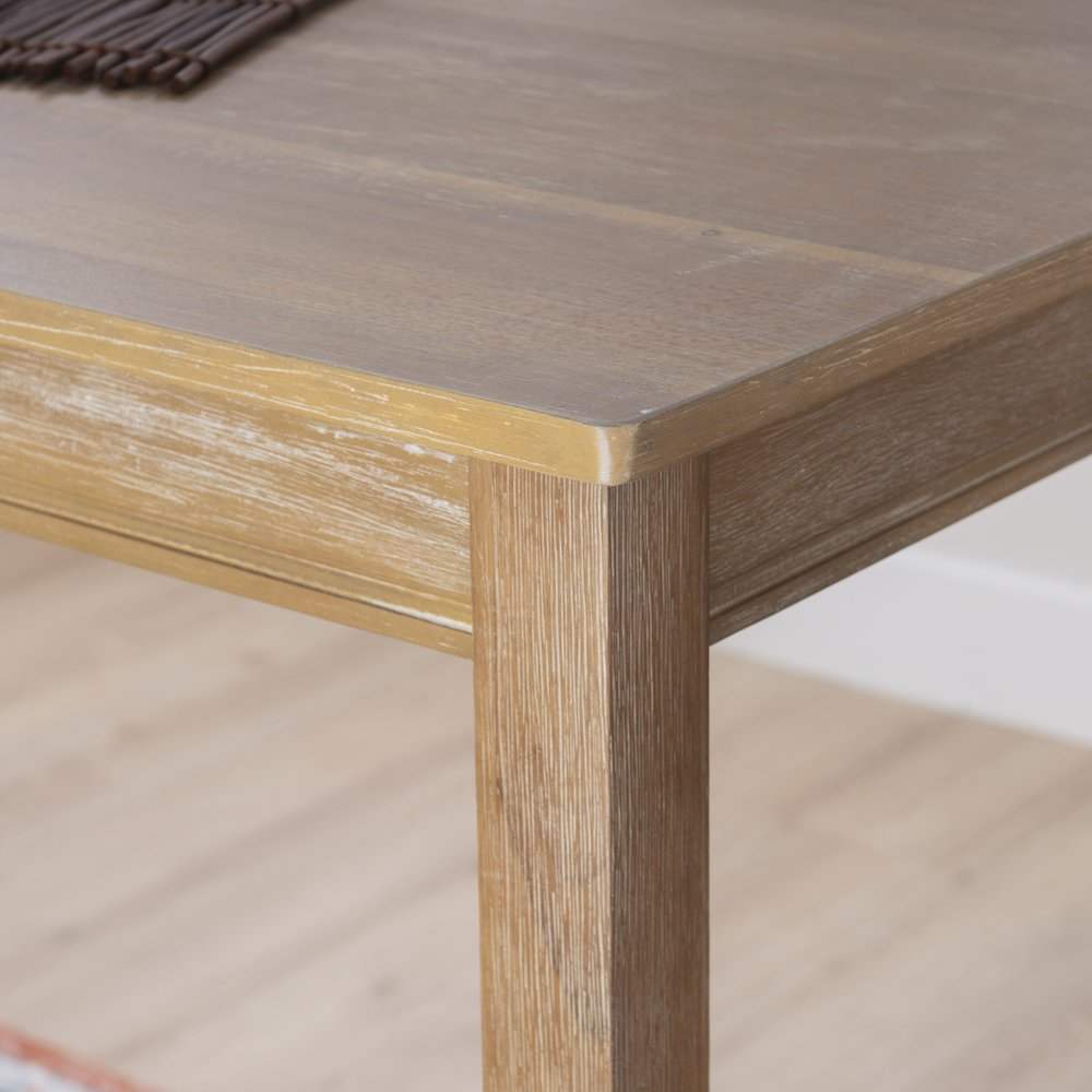 Start2Finish Claridge Bar Pub Table made of acacia wood, featuring a sturdy wooden surface and modern furniture design.
