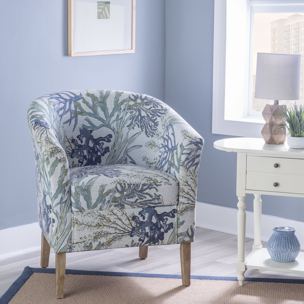 Start2Finish Simon Club Chair Oceanside furniture with plush, navy blue upholstery and wooden legs, stylish and comfortable for living rooms.