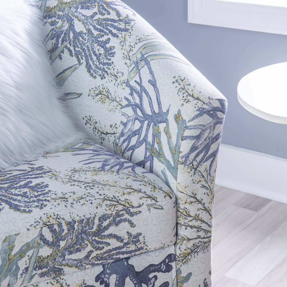 Start2Finish Simon Club Chair Oceanside in beige fabric with plush cushioning and wooden legs, ideal for modern living rooms.