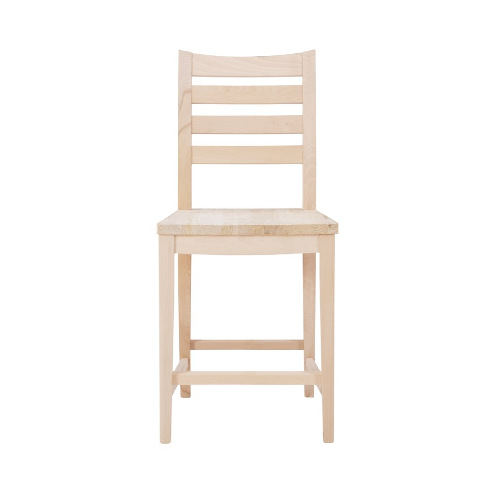 Unfinished Flynn counter stools by Start2Finish, set of 2, showing wooden seats and sturdy legs ideal for kitchen or bar area.