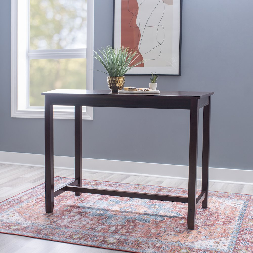 Start2Finish Claridge Counter Pub Table in brown wood finish, showcasing its sturdy rectangular design and smooth surface.