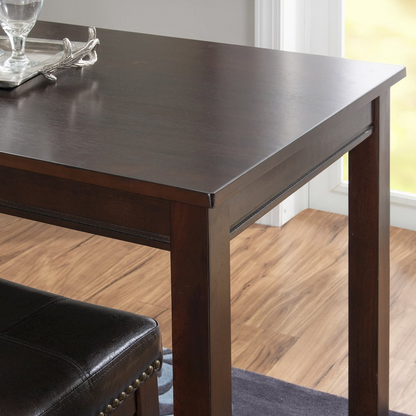 Start2Finish Claridge Counter Pub Table in brown wood finish, showcasing its sturdy design and compact height for casual dining.