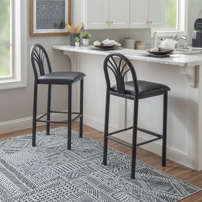 Set of two black Thayer barstools by Start2Finish, featuring sleek modern design and sturdy metal legs for home or bar use.
