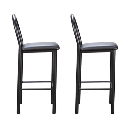 Pair of black Thayer barstools by Start2Finish, featuring sleek design and sturdy legs, perfect for modern kitchen or bar area.