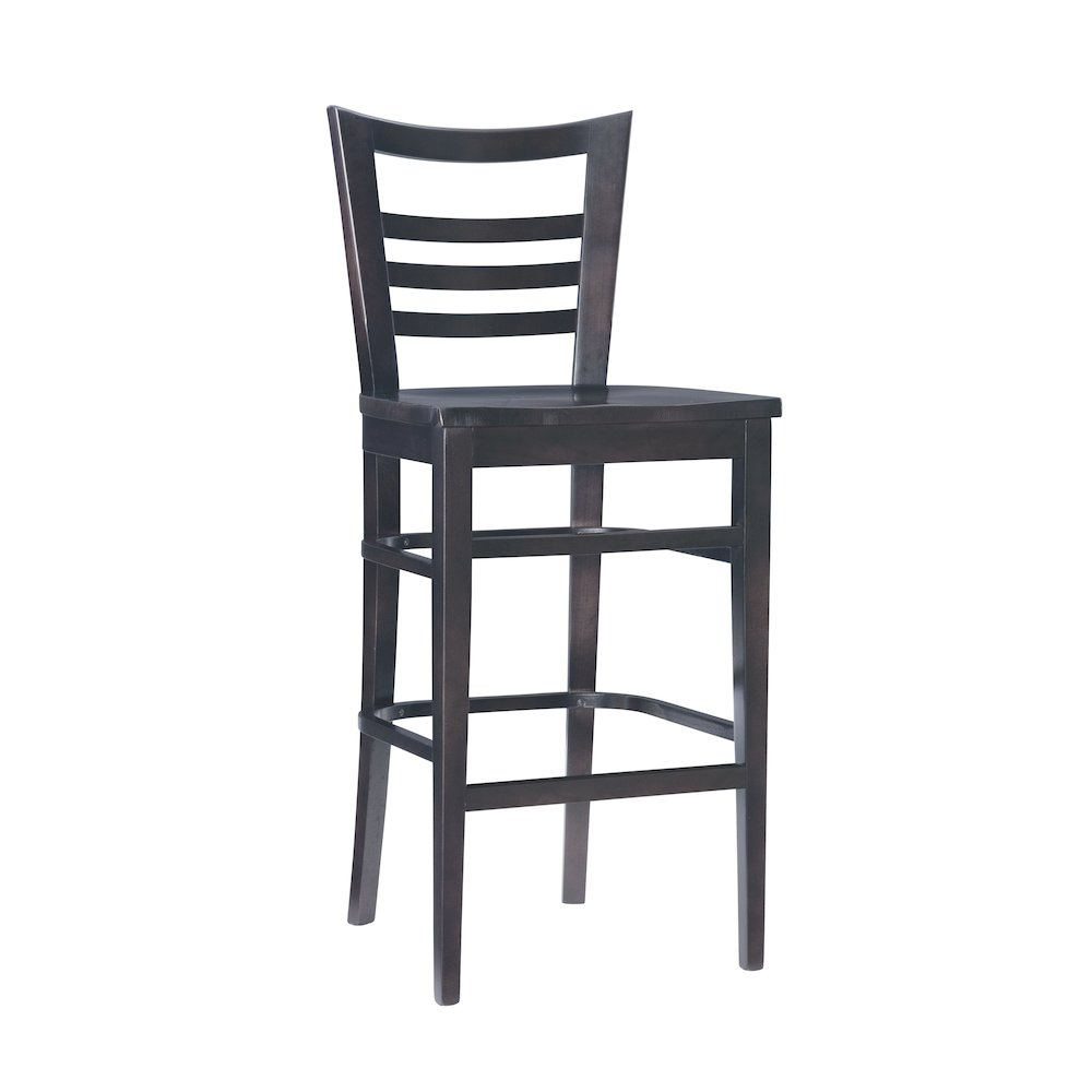 Set of two brown Blairmont barstools by Start2Finish with wooden legs and cushioned seats, ideal for kitchen or bar area.