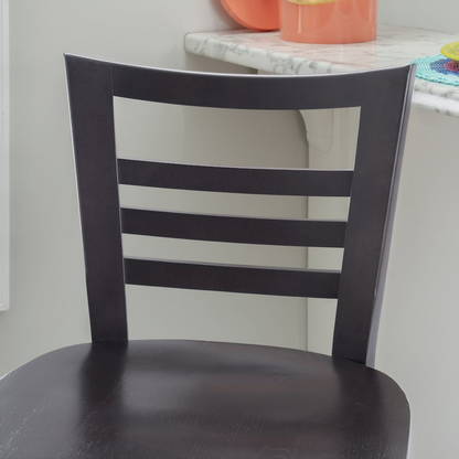 Set of two brown Blairmont barstools by Start2Finish with wooden legs and cushioned seats, ideal for kitchen or bar area.