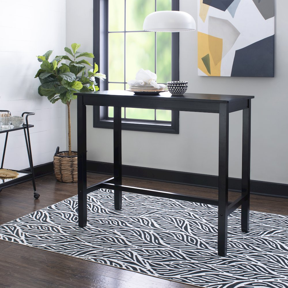 Black Claridge Bar Pub Table by Start2Finish, showcasing a modern furniture piece with a smooth tabletop and sturdy legs.