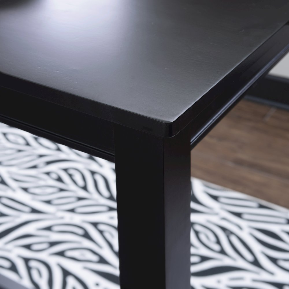 Black Claridge Bar Pub Table by Start2Finish, featuring a sleek wooden surface and sturdy metal legs for modern furniture decor.
